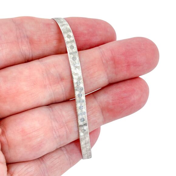 Vintage MILOR Sterling Silver Bracelet | Italy | Flat Textured Chain 7.25" - Picture 1 of 6